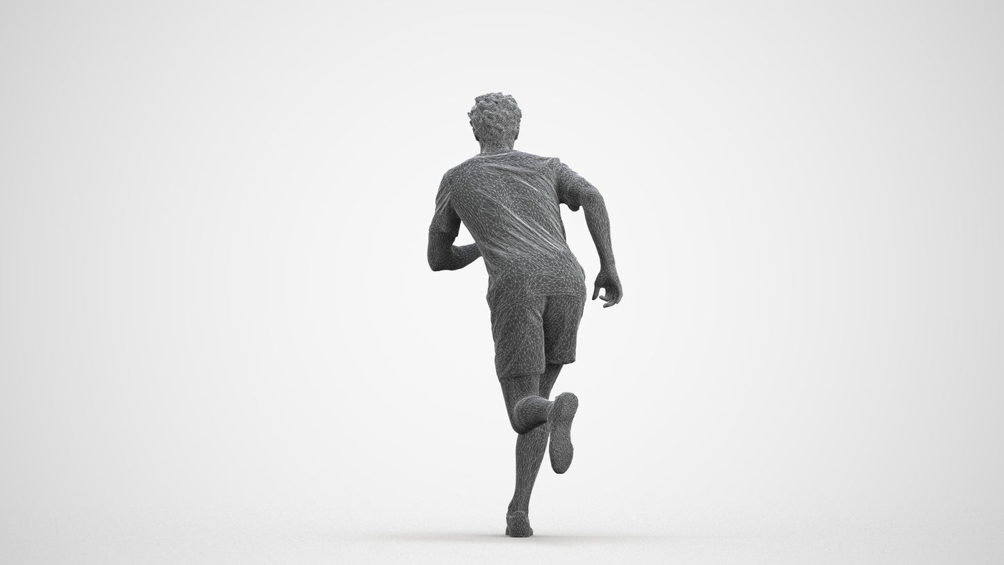 3D people model man sport, scanned human for 3ds Max rendering, wireframe front view
