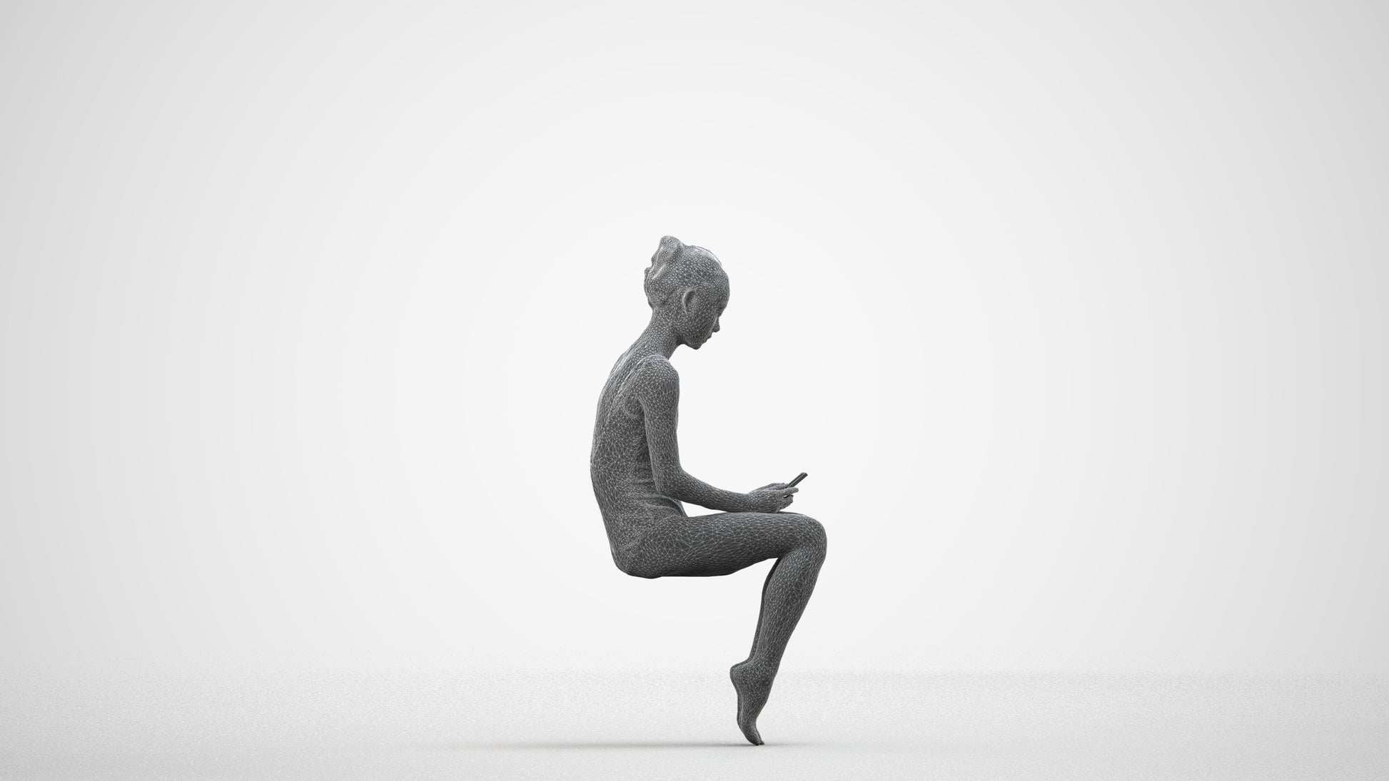 realistic 3D human woman casual pool, archviz people FBX OBJ for Blender, wireframe side view