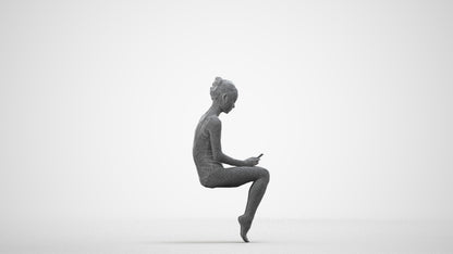 realistic 3D human woman casual pool, archviz people FBX OBJ for Blender, wireframe side view