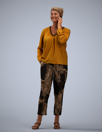 3D people model woman casual standing, scanned human for 3ds Max rendering