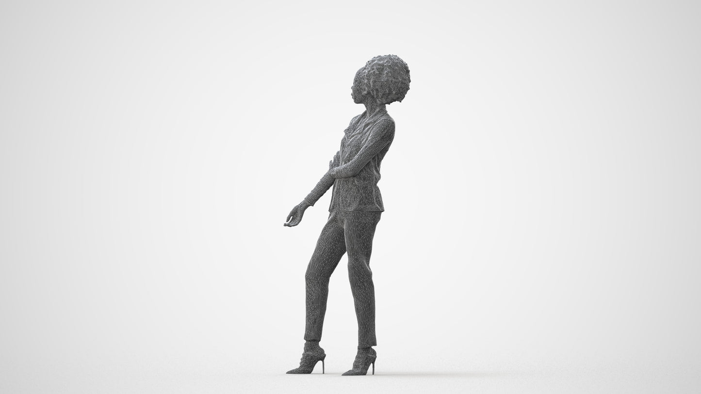 3D scanned woman standing business, photorealistic archviz people for Enscape and SketchUp, square thumbnail