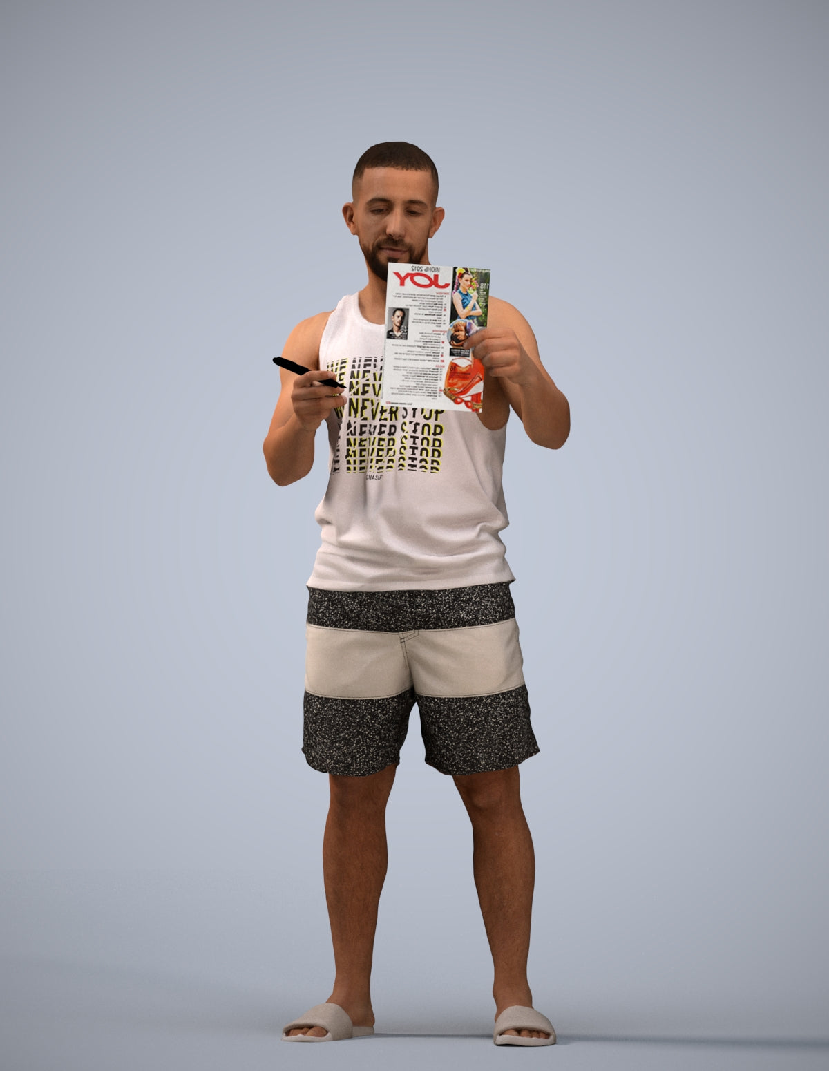 realistic 3D people man standing, render-ready for V-Ray and Corona, FBX OBJ