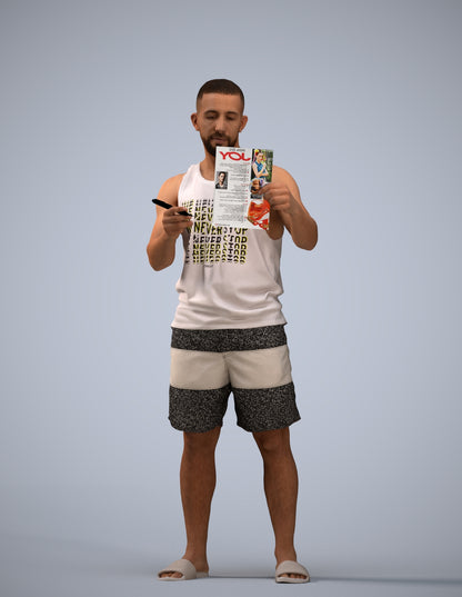 realistic 3D people man standing, render-ready for V-Ray and Corona, FBX OBJ