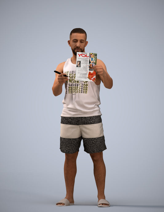 realistic 3D people man standing, render-ready for V-Ray and Corona, FBX OBJ