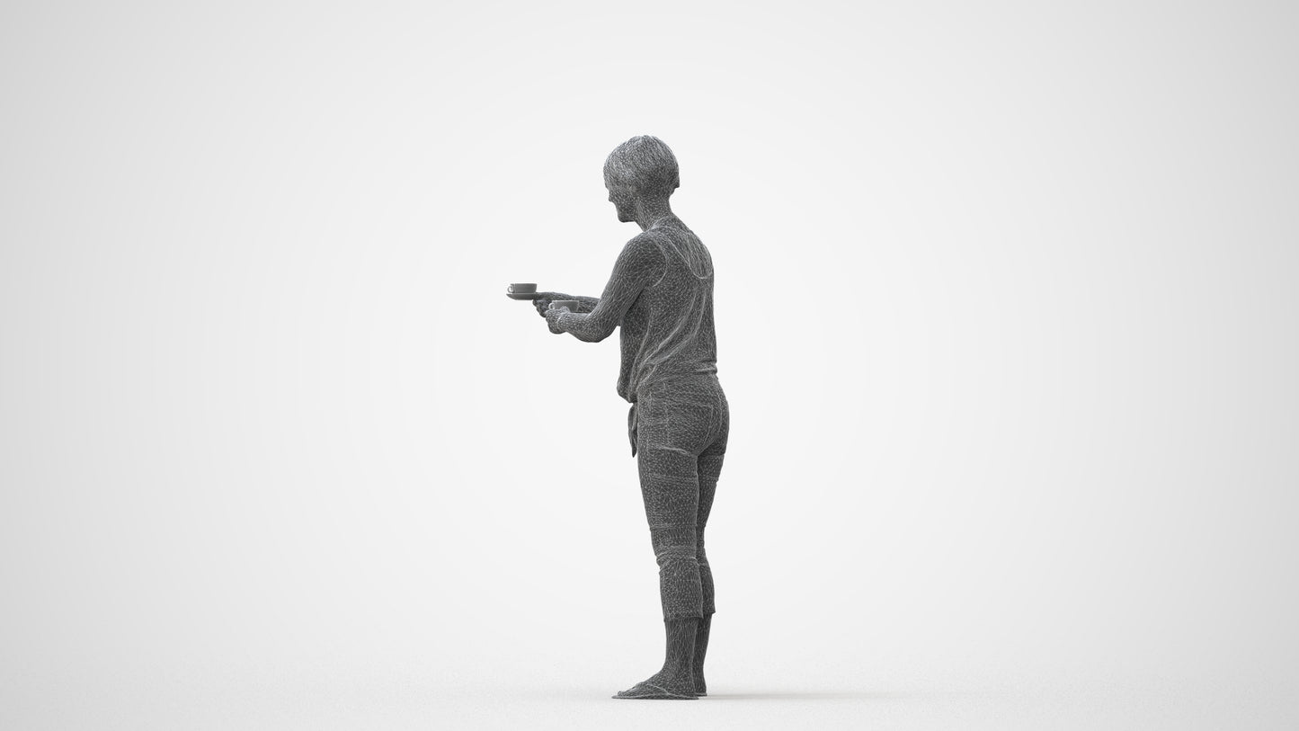 scanned 3D senior woman casual standing, photogrammetry people for Enscape and V-Ray, square thumbnail
