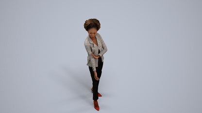 3D scanned woman standing business, photorealistic archviz people for Enscape and SketchUp, back view render