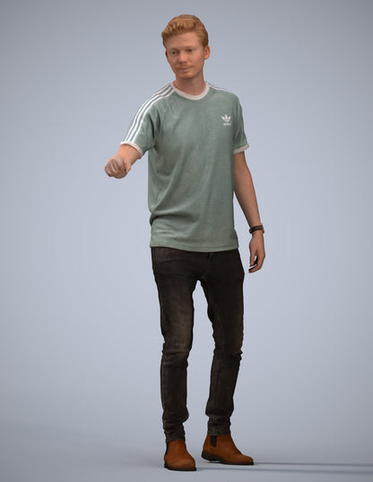 3D scanned man door casual, photorealistic archviz people for Enscape and SketchUp