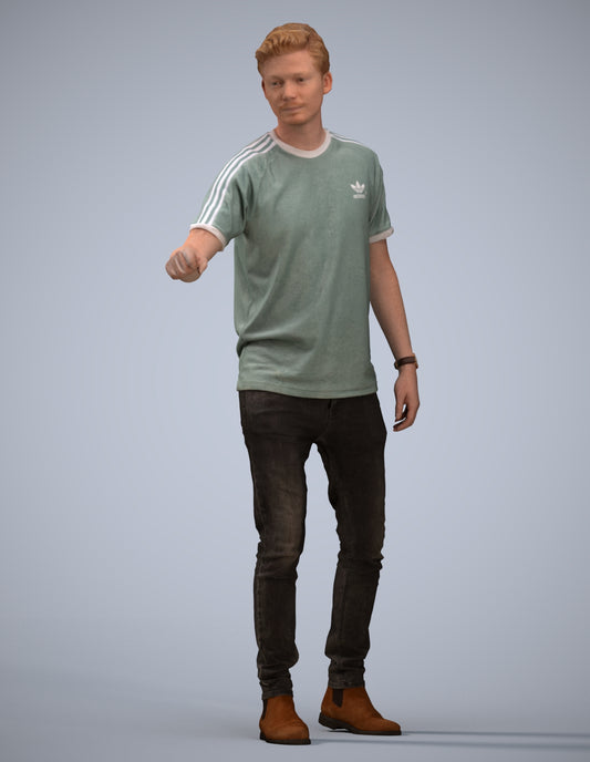 3D scanned man door casual, photorealistic archviz people for Enscape and SketchUp
