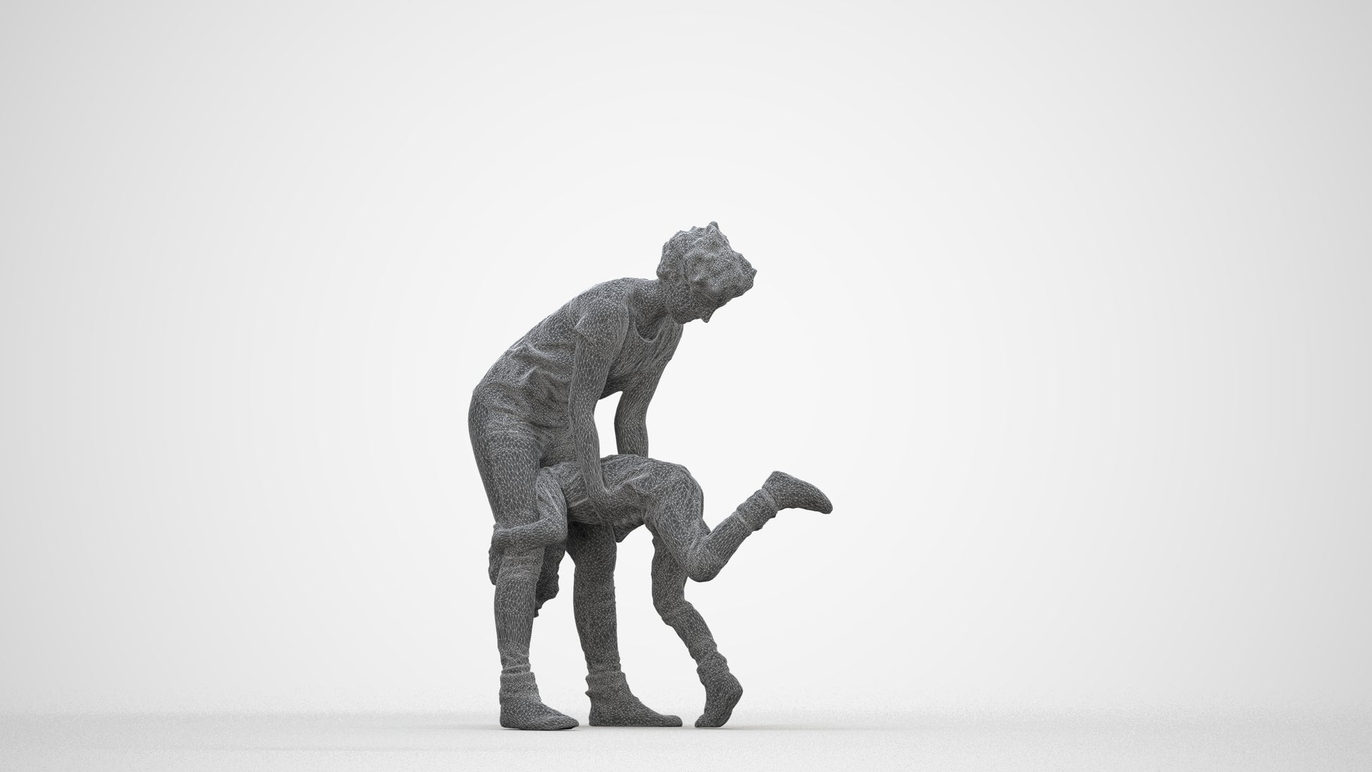 photogrammetry 3D girl kids, realistic human model archviz FBX, wireframe back view
