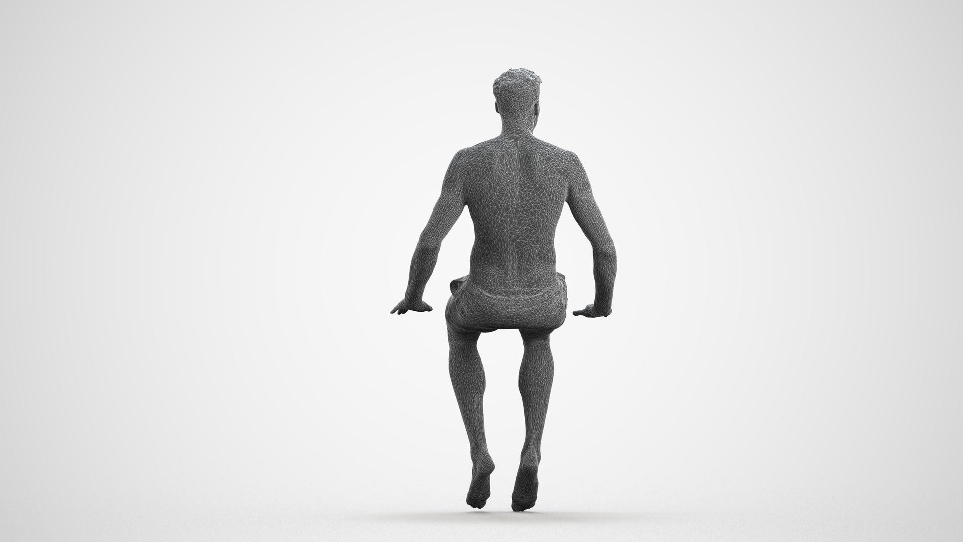 realistic 3D man pool, scanned archviz people for Blender and 3ds Max, wireframe front view