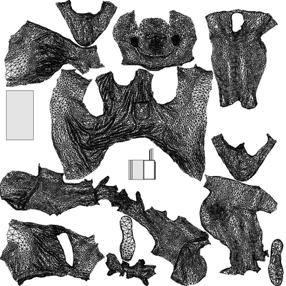 3D scanned man sitting casual, photorealistic archviz people for Enscape and SketchUp, wireframe top-down view