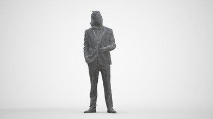 3D human model man formal formalaffairs, photogrammetry scanned person for archviz, three-quarter front view render