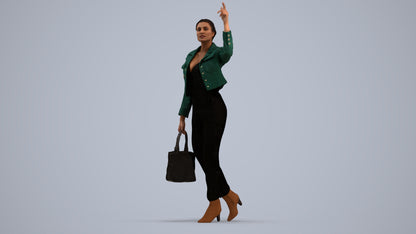 photogrammetry 3D woman business walking, realistic human model archviz FBX, standing pose render