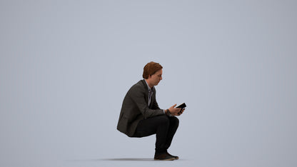 realistic 3D man business, scanned archviz people for Blender and 3ds Max, side view render