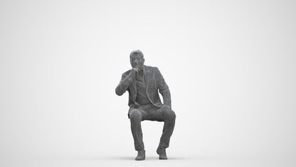 3D human model man business, photogrammetry scanned person for archviz, three-quarter front view render