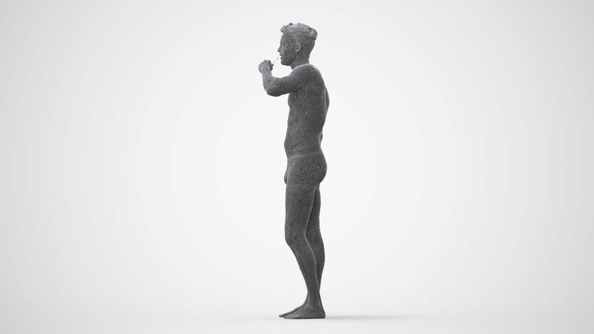 3D human model man bathroom, photogrammetry scanned person for archviz, square thumbnail