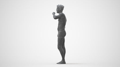 3D human model man bathroom, photogrammetry scanned person for archviz, square thumbnail