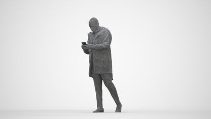 3D people model man business, scanned human for 3ds Max rendering, wireframe back view