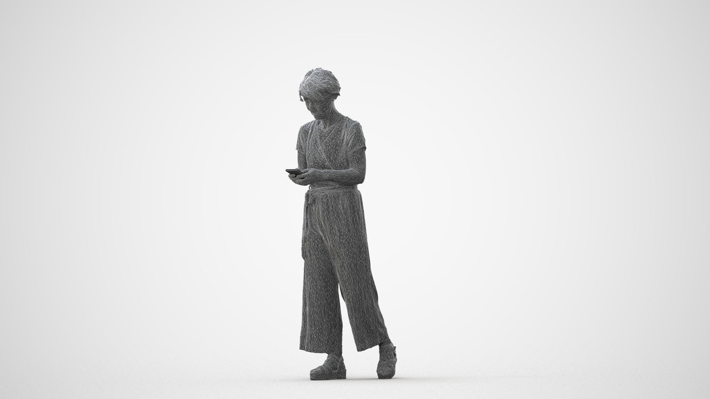 scanned 3D senior woman casual walking, photogrammetry people for Enscape and V-Ray, square thumbnail