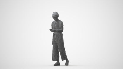 scanned 3D senior woman casual walking, photogrammetry people for Enscape and V-Ray, square thumbnail