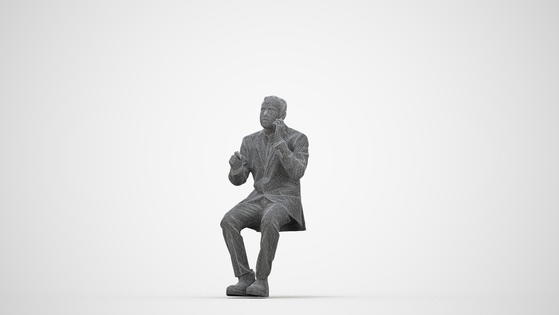 photogrammetry 3D man business shopping, realistic human model archviz FBX, wireframe back view