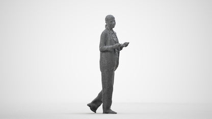 3D people model woman business walking, scanned human for 3ds Max rendering, wireframe side view