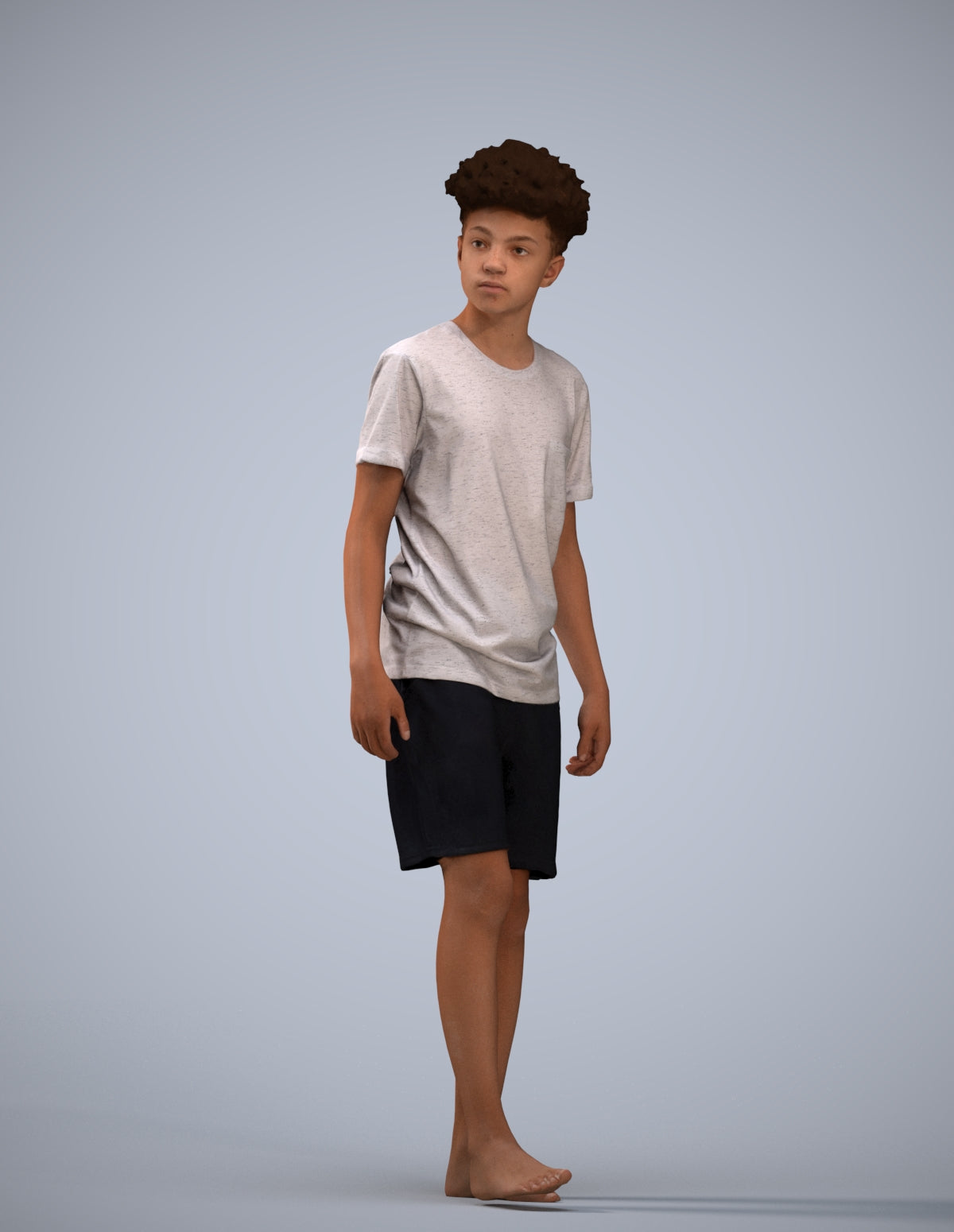 realistic 3D boy casual kids, scanned archviz people for Blender and 3ds Max