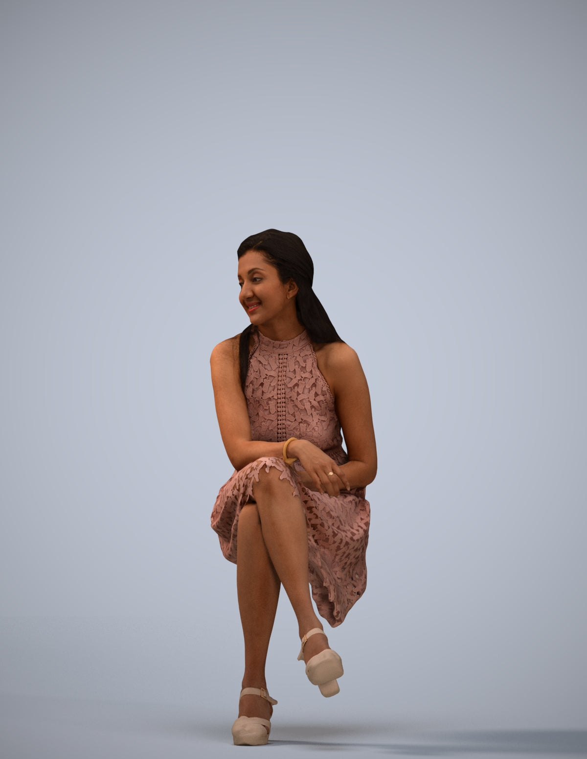 realistic 3D people woman formal sitting, render-ready for V-Ray and Corona, FBX OBJ