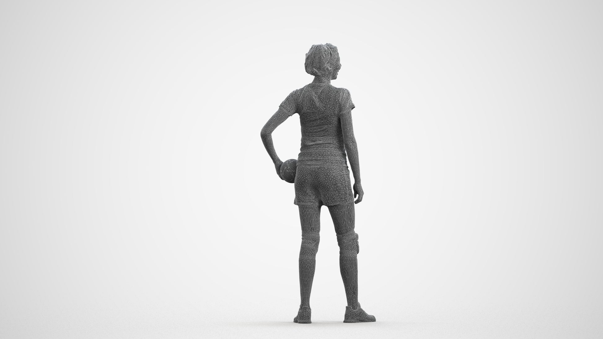 realistic 3D human woman sport, archviz people FBX OBJ for Blender, wireframe front view