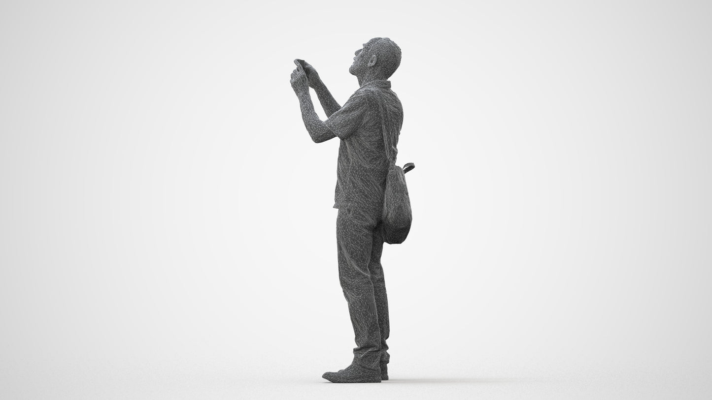 3D people model senior man casual standing, scanned human for 3ds Max rendering, square thumbnail