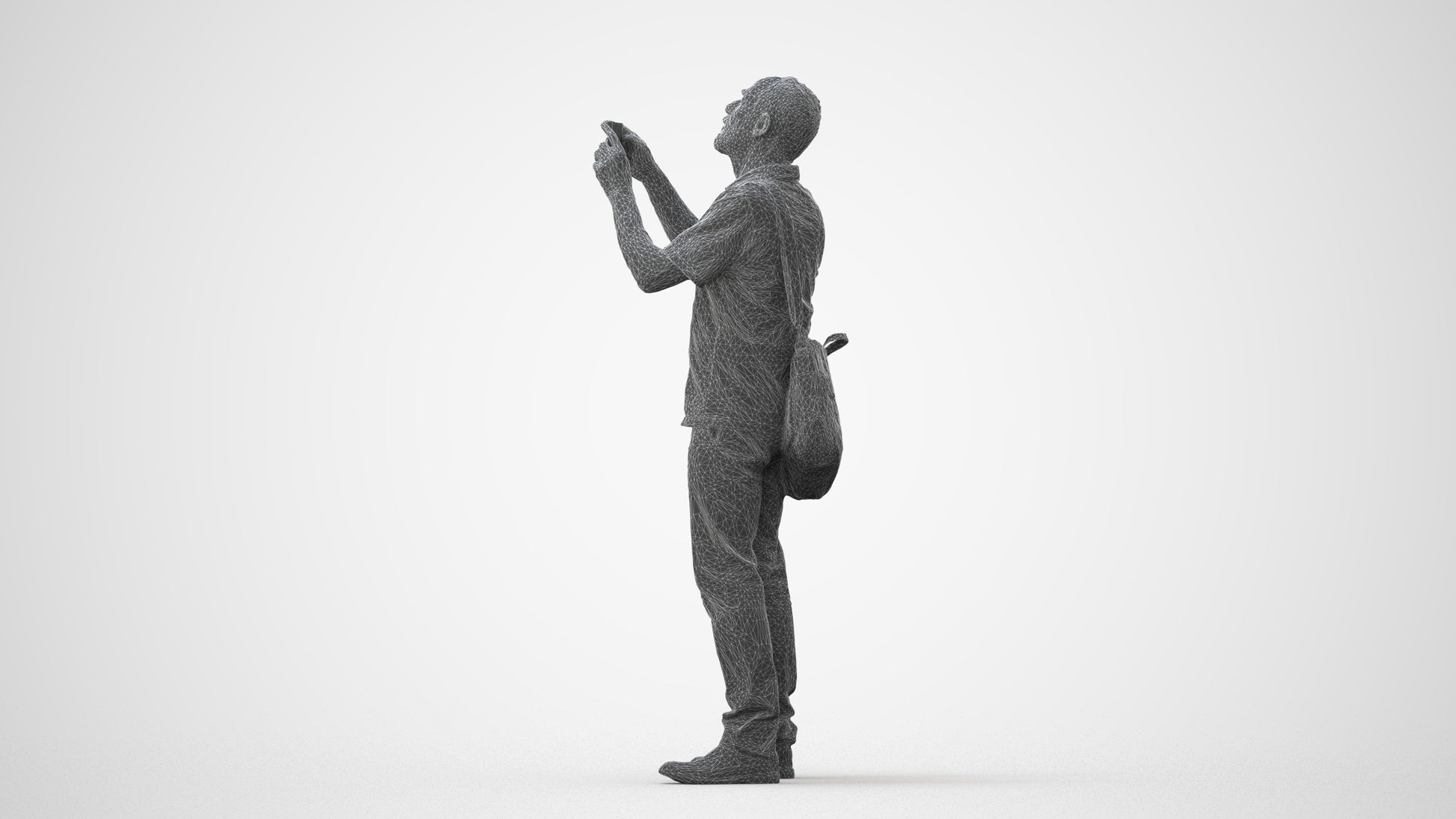 3D people model senior man casual standing, scanned human for 3ds Max rendering, square thumbnail