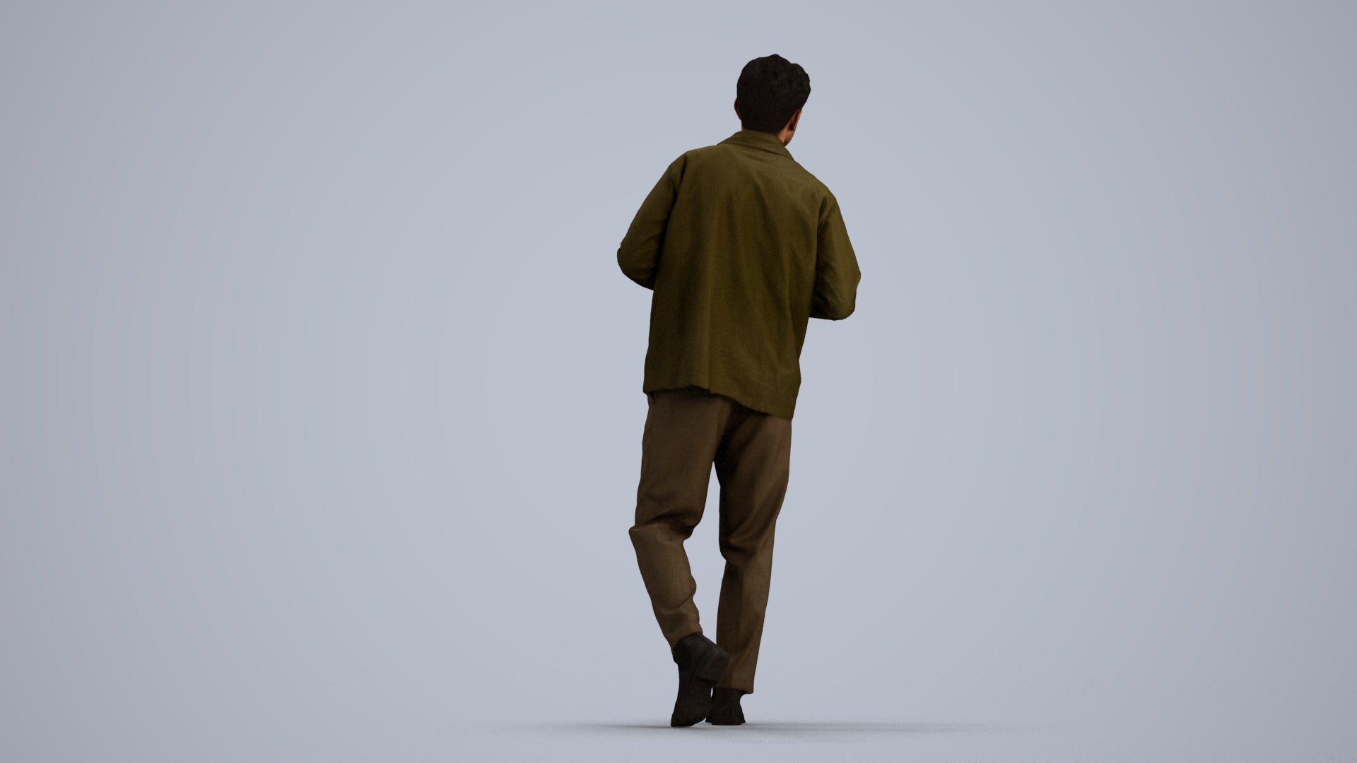photogrammetry 3D man casual walking, realistic human model archviz FBX, front view render