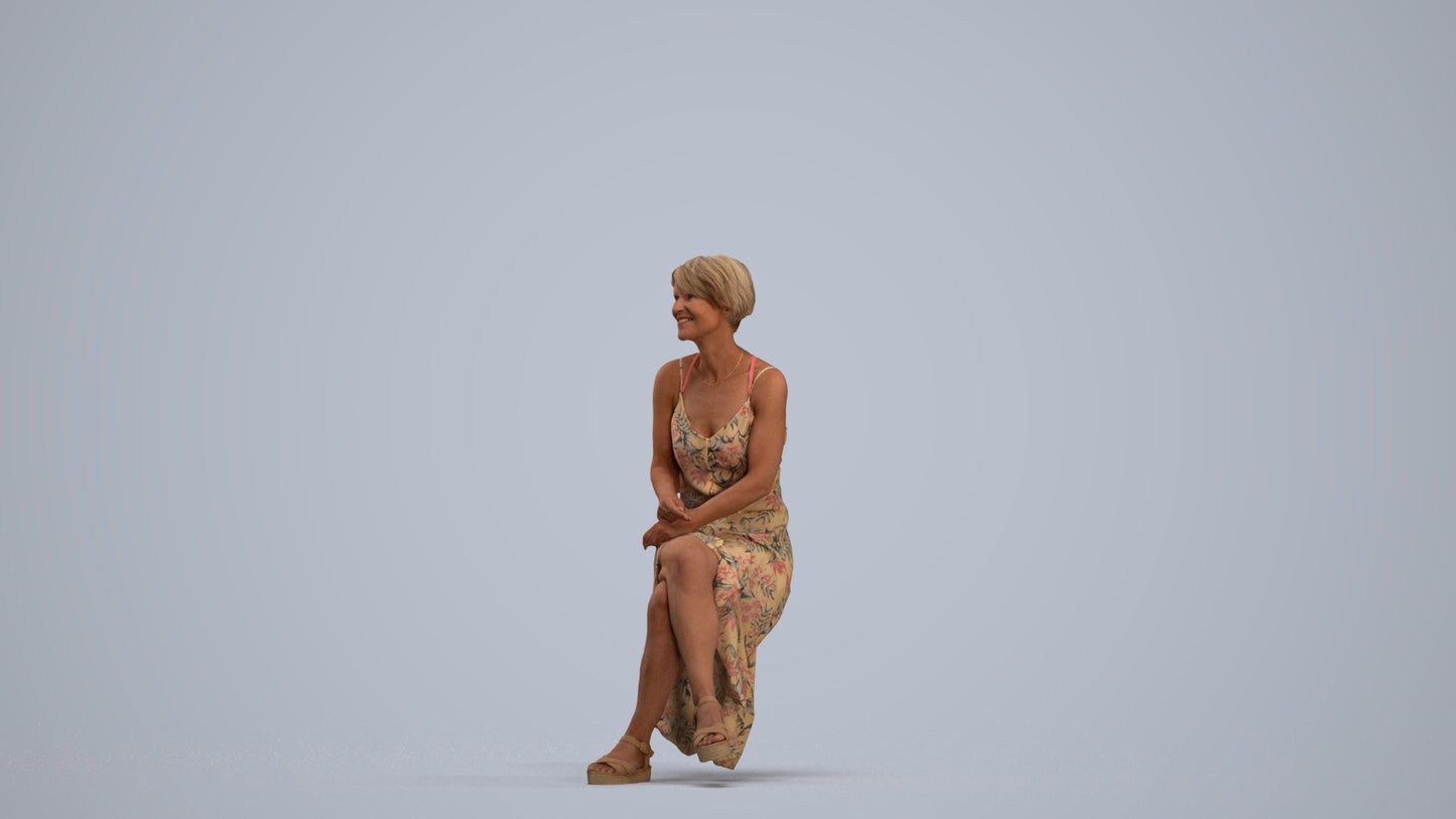 3D people model senior woman sitting, scanned human for 3ds Max rendering, standing pose render