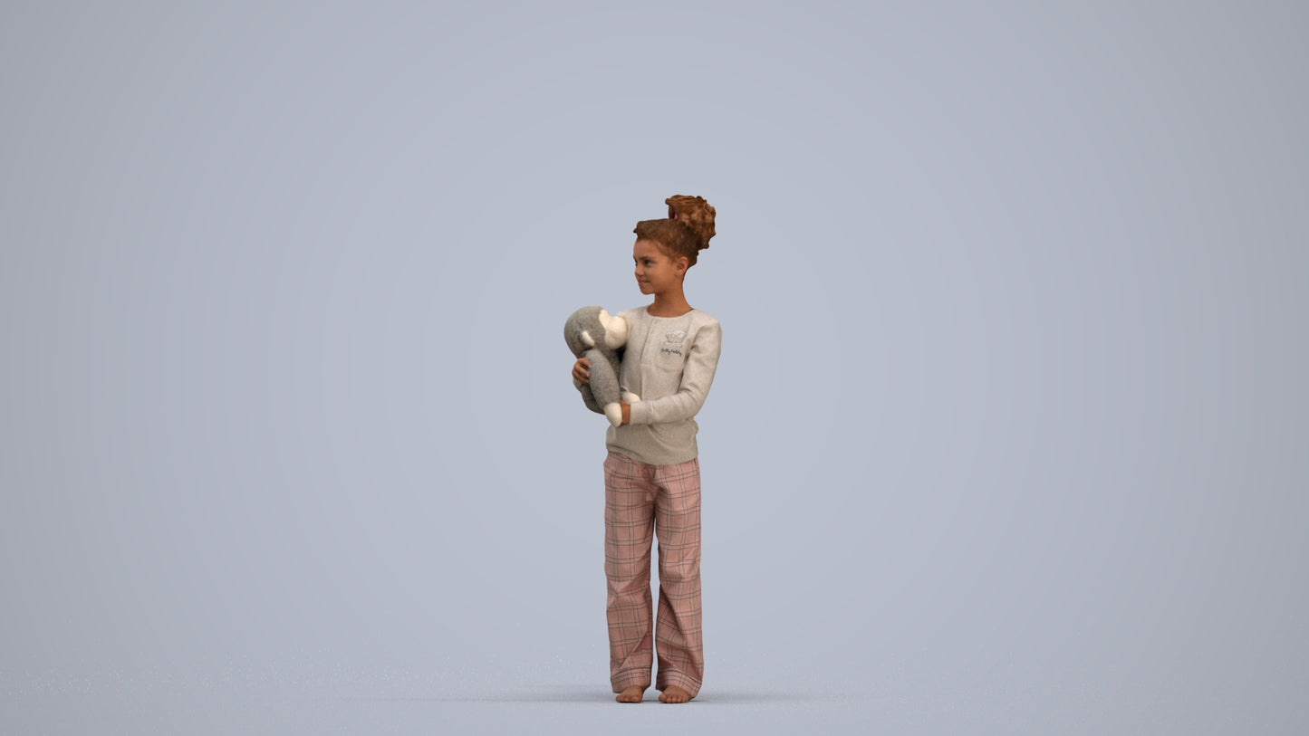 3D people model girl casual kids, scanned human for 3ds Max rendering, standing pose render
