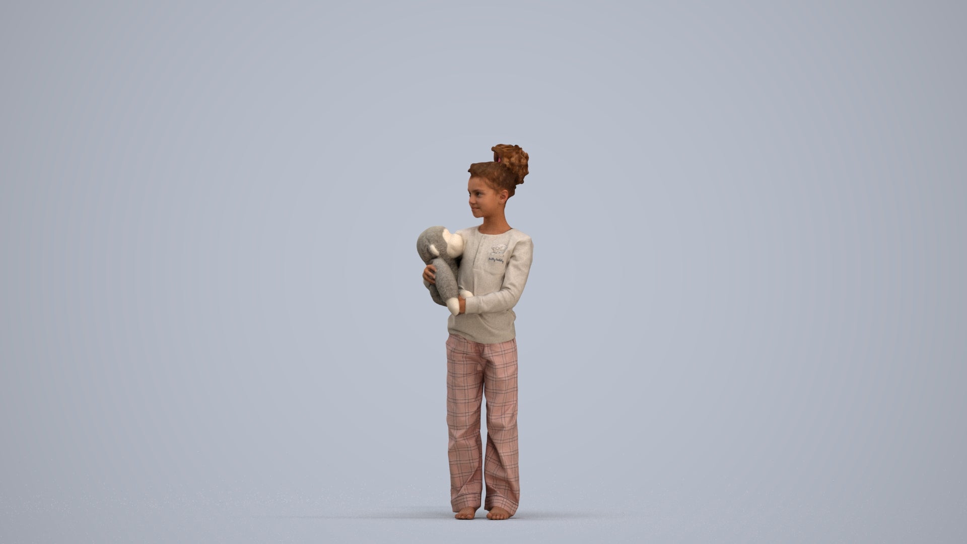 3D people model girl casual kids, scanned human for 3ds Max rendering, standing pose render