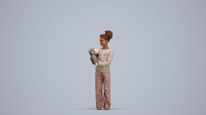 3D people model girl casual kids, scanned human for 3ds Max rendering, standing pose render
