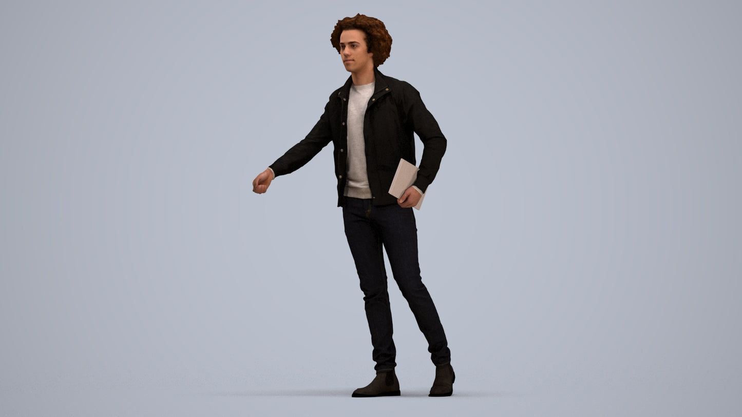 photogrammetry 3D man casual mix, realistic human model archviz FBX, standing pose render