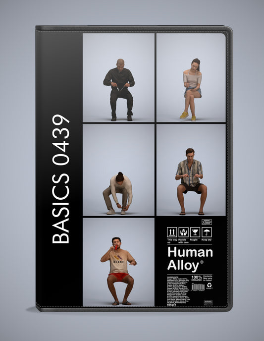 3D human models sitting bundle, 5 photogrammetry scanned people for archviz
