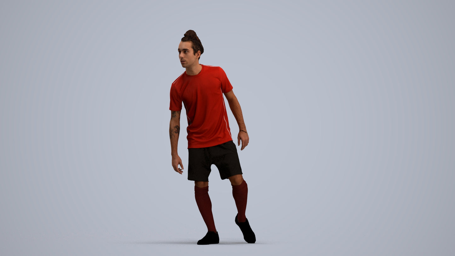 3D human model man sport, photogrammetry scanned person for archviz, standing pose render