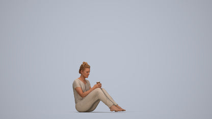 scanned 3D woman mix, photogrammetry people for Enscape and V-Ray, top-down view render