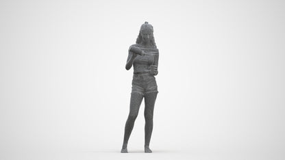 scanned 3D girl casual standing, photogrammetry people for Enscape and V-Ray, three-quarter front view render