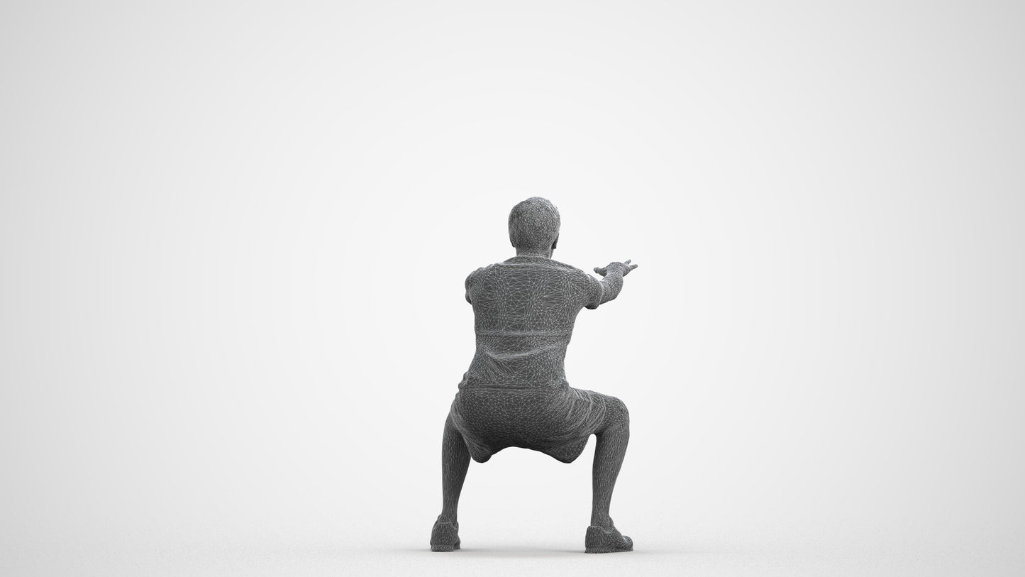 realistic 3D people man sport, render-ready for V-Ray and Corona, FBX OBJ, wireframe front view