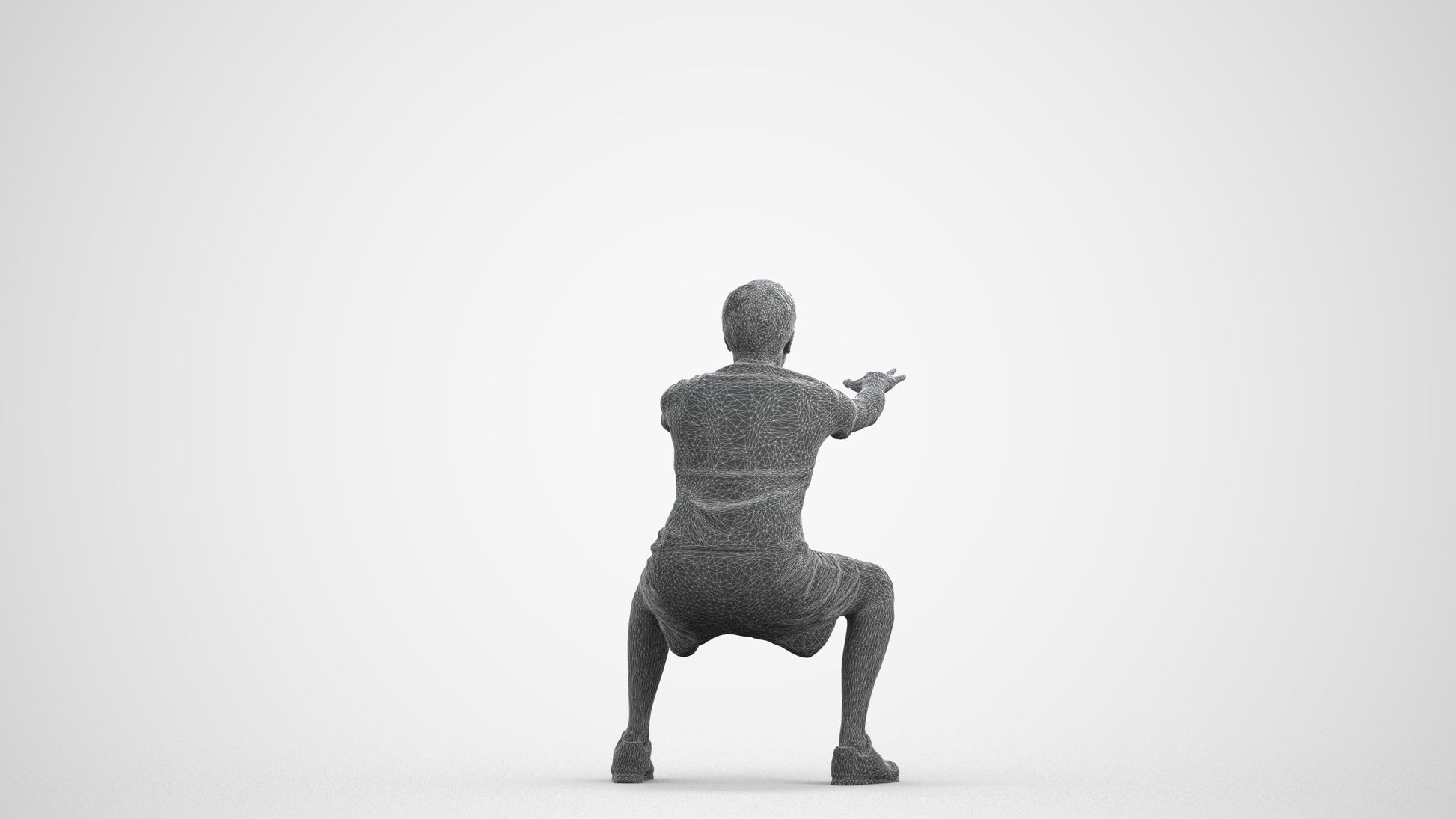 realistic 3D people man sport, render-ready for V-Ray and Corona, FBX OBJ, wireframe front view