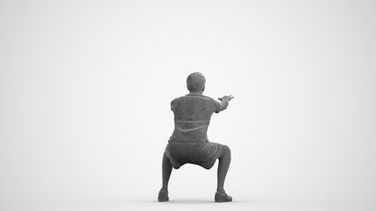 realistic 3D people man sport, render-ready for V-Ray and Corona, FBX OBJ, wireframe front view