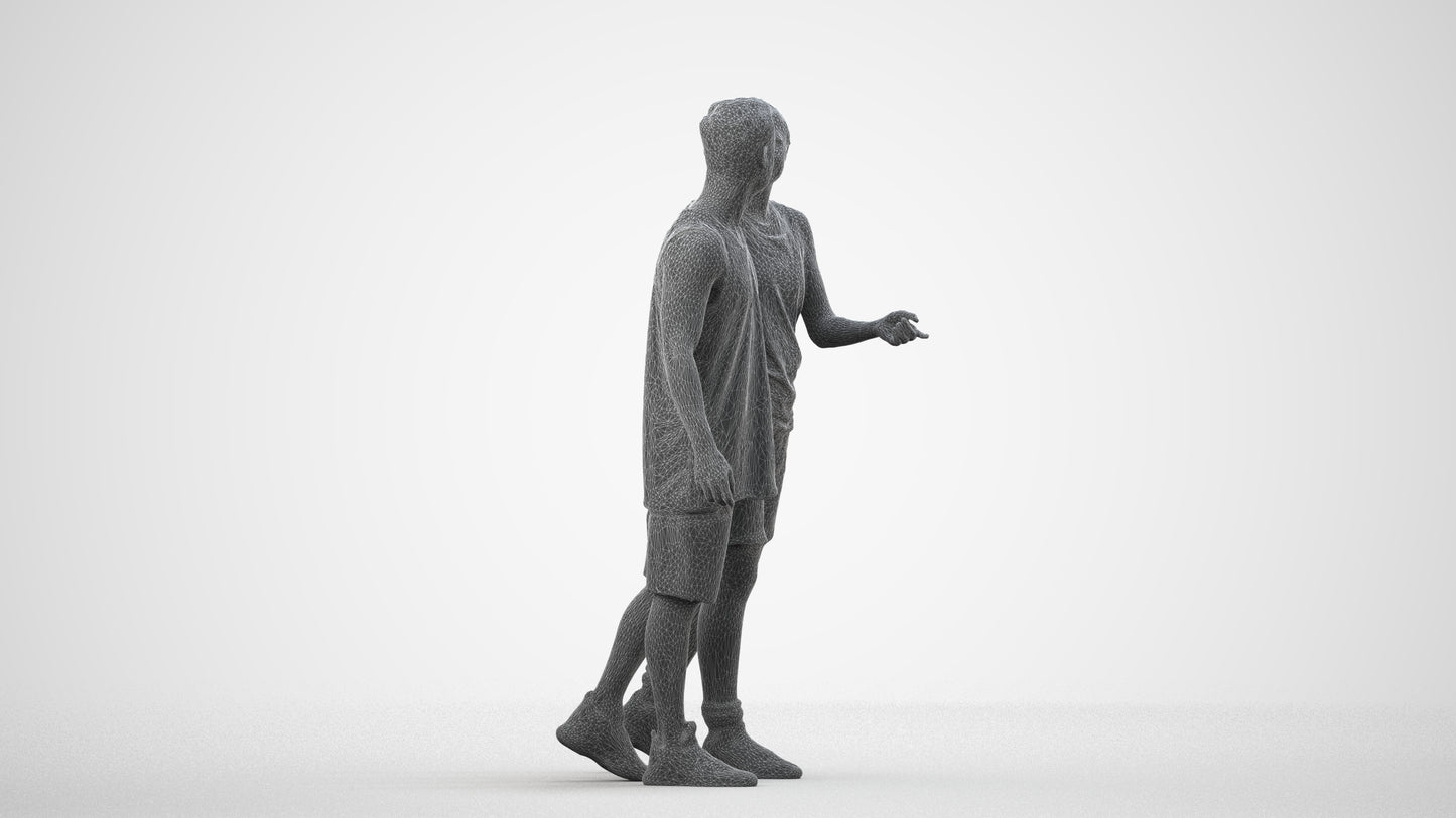 3D human model woman sport, photogrammetry scanned person for archviz, wireframe side view