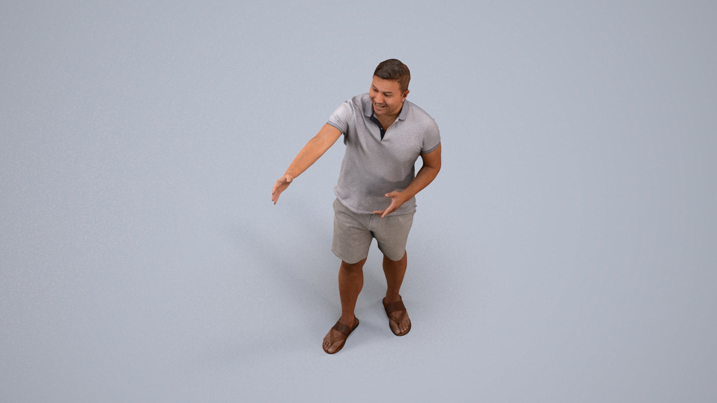 3D people model man casual standing, scanned human for 3ds Max rendering, back view render
