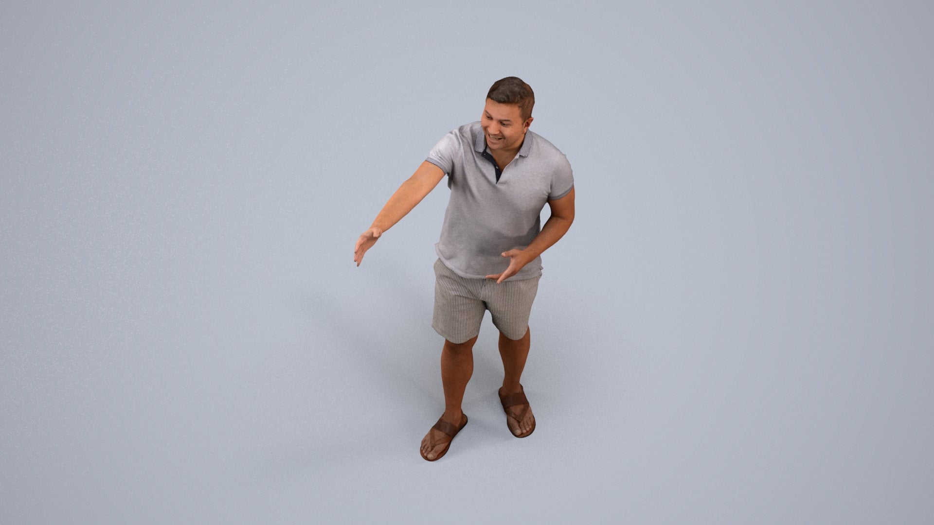3D people model man casual standing, scanned human for 3ds Max rendering, back view render