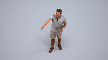 3D people model man casual standing, scanned human for 3ds Max rendering, back view render