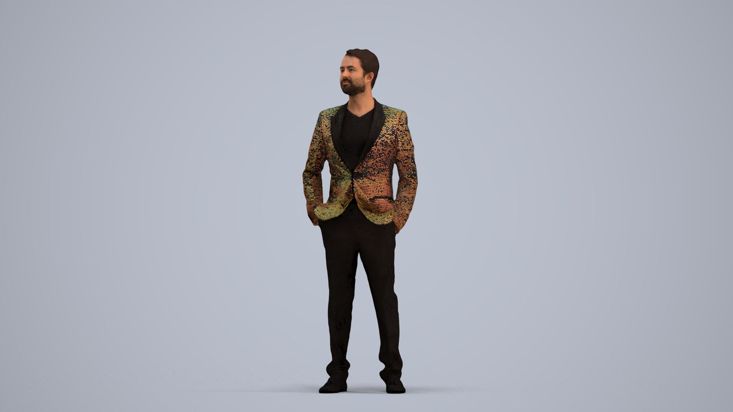 photogrammetry 3D man formal formalaffairs, realistic human model archviz FBX, standing pose render