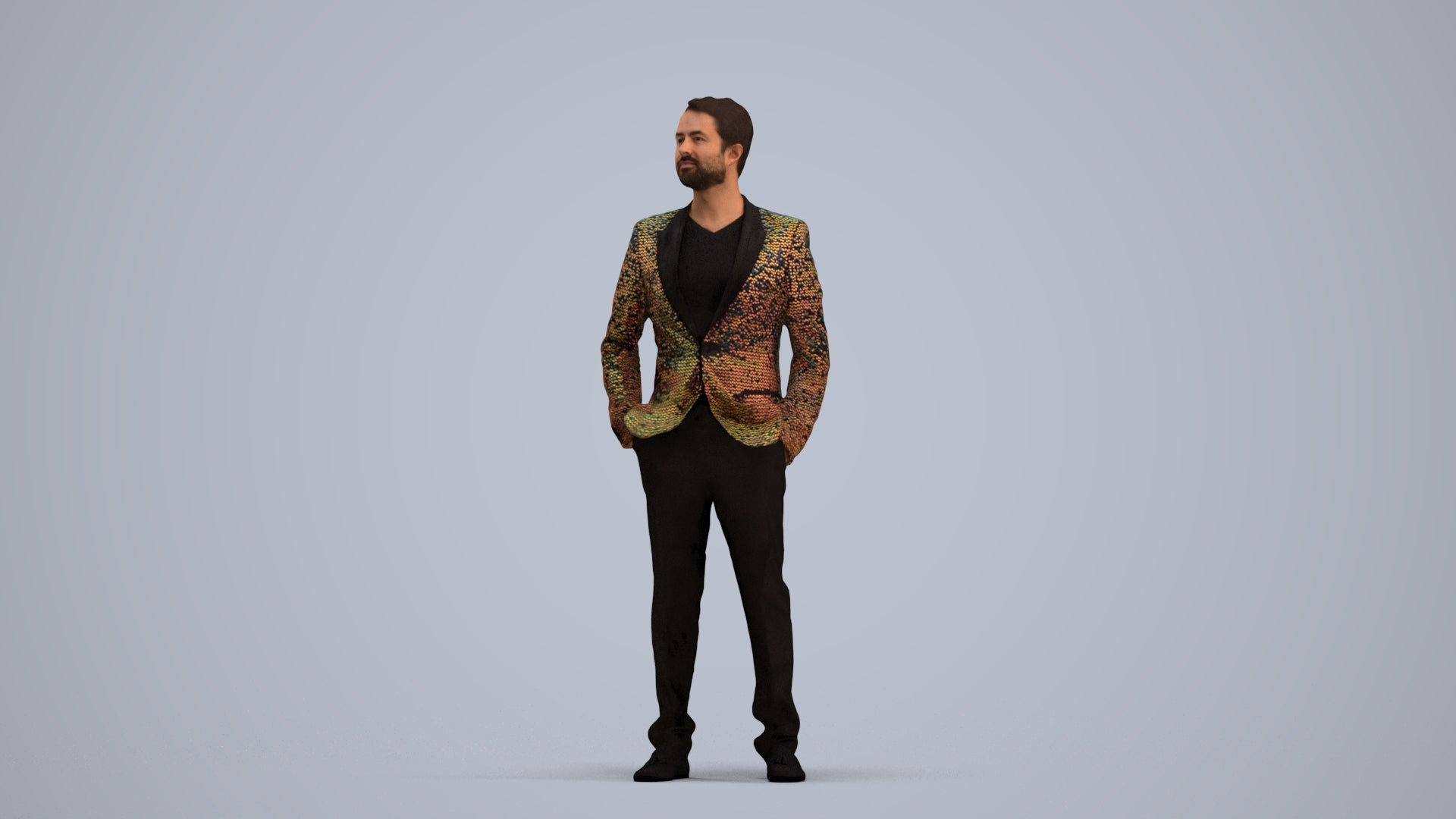 photogrammetry 3D man formal formalaffairs, realistic human model archviz FBX, standing pose render